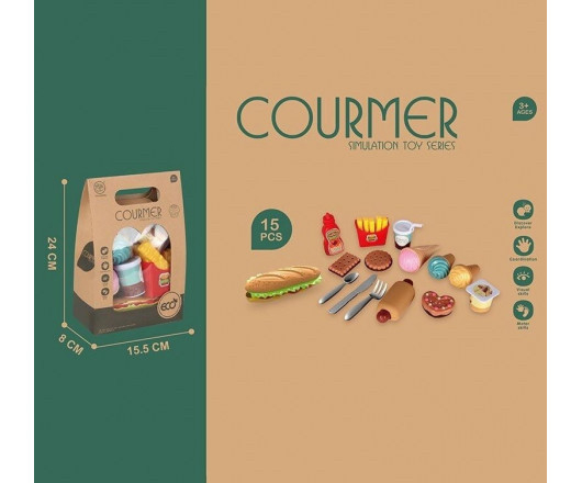 Set joacă alimente Amacs, 15 piese, în pungă