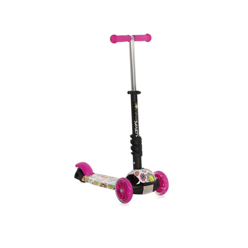 Trotineta Lorelli Pink Flowers 3 Roți LED, Scaun și Mâner - imagine 8