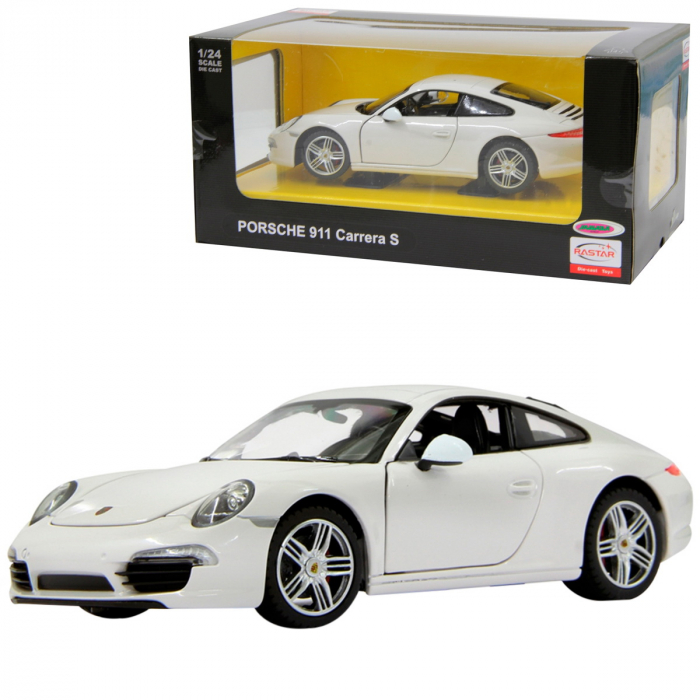 Mașinuță Porsche 911 Alb, Rastar 1:24 Metalică