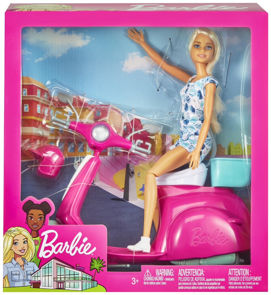 Papusa Barbie cu Scooter - Joacă și Aventură