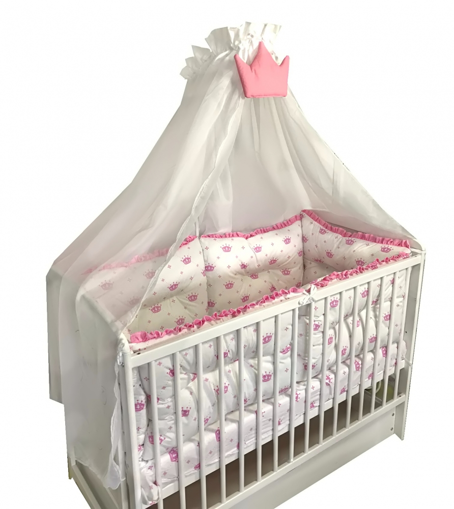 Set Lenjerie Patut 120x60 cu 6 Aparatori Deseda Roz
