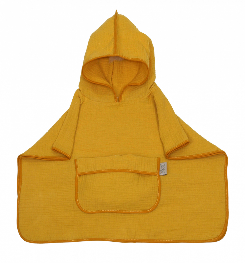 Prosop Poncho Amy Muselină cu Glugă Galben