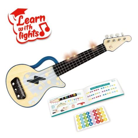 Hape Ukulele din Lemn cu Lumini - Află să cânți