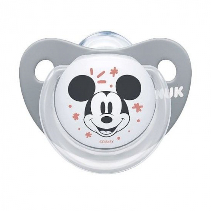 Suzeta Nuk Disney Mickey Silicon 0-6 luni, Gri/Roz