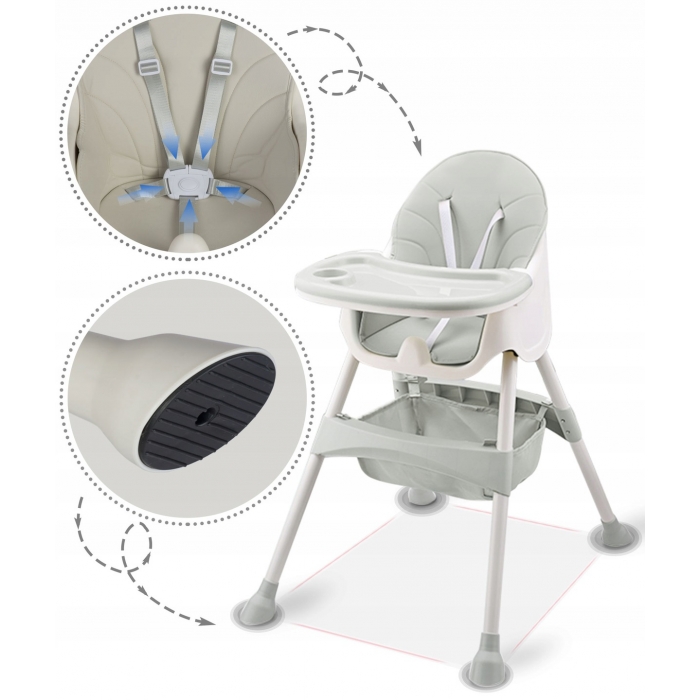 Scaun de masa 3in1 Ricokids Milo, Gri, Transformabil - imagine 4