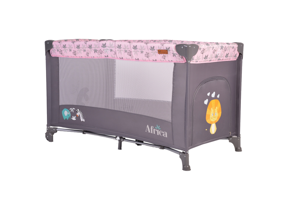 Pătuț pliabil Cangaroo Africa Pink, 1 nivel - imagine 8