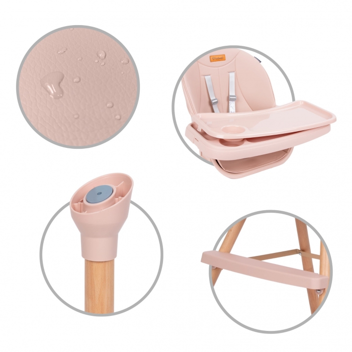 Scaun de masă 4in1 Kidwell Eatan Wood Pink - imagine 5