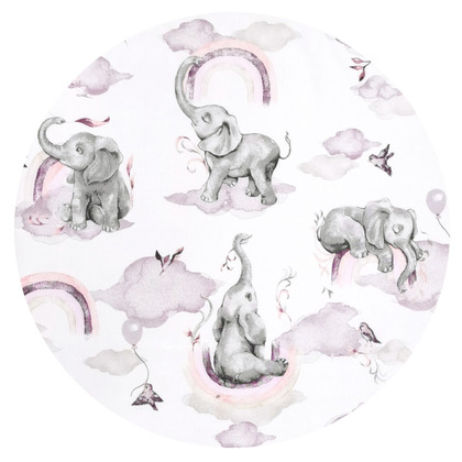 Paturică Înfășat Qmini Elephants Pink 75x75 cm