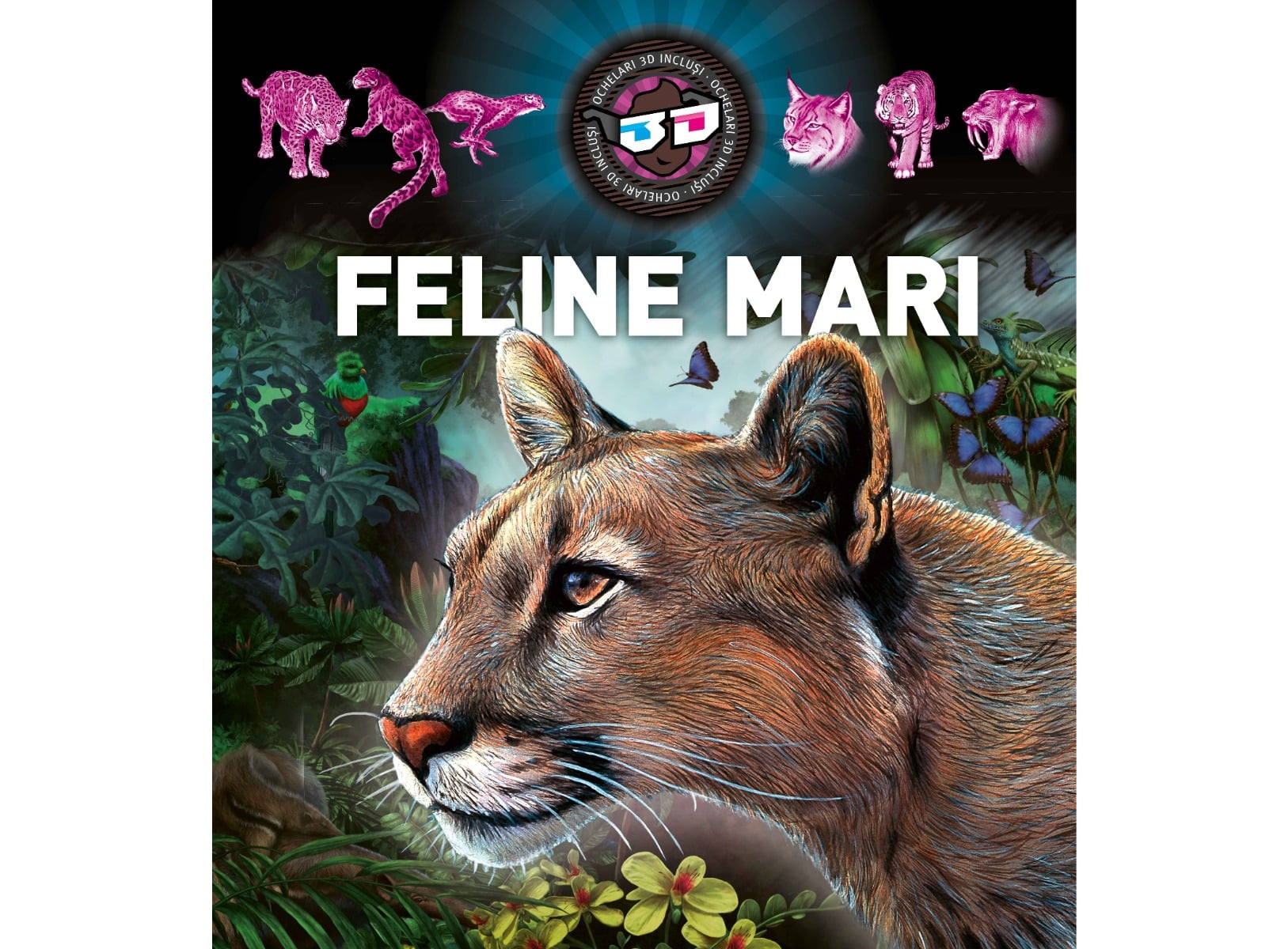 Feline Mari 3D Kreativ - Carte cu Ochelari 3D