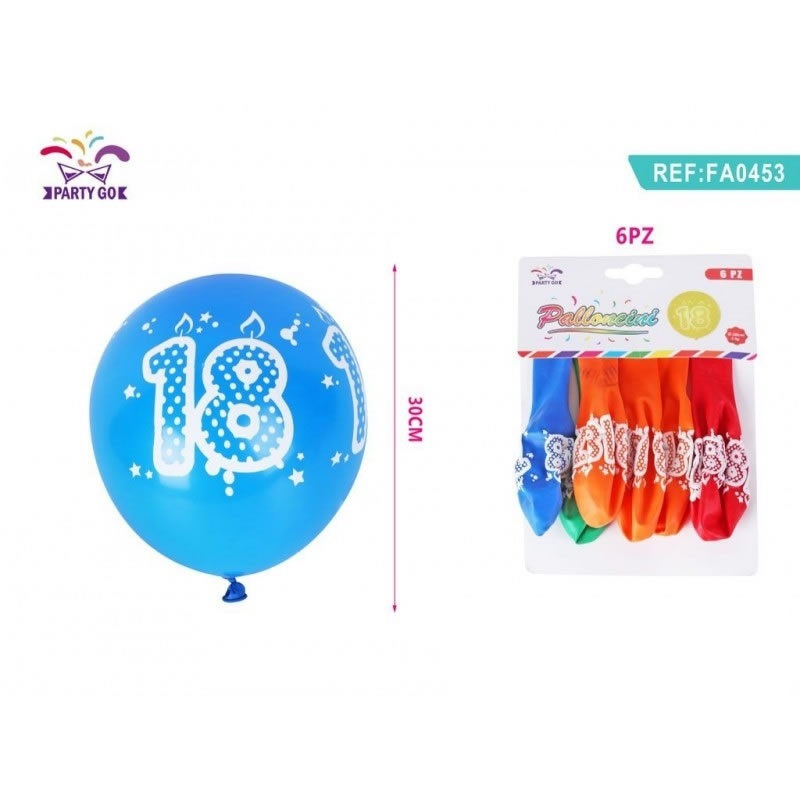 Set 6 Baloane PartyGo 18 Ani, 30cm