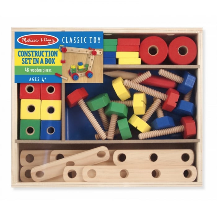 Set construit Melissa & Doug, 48 piese, lemn