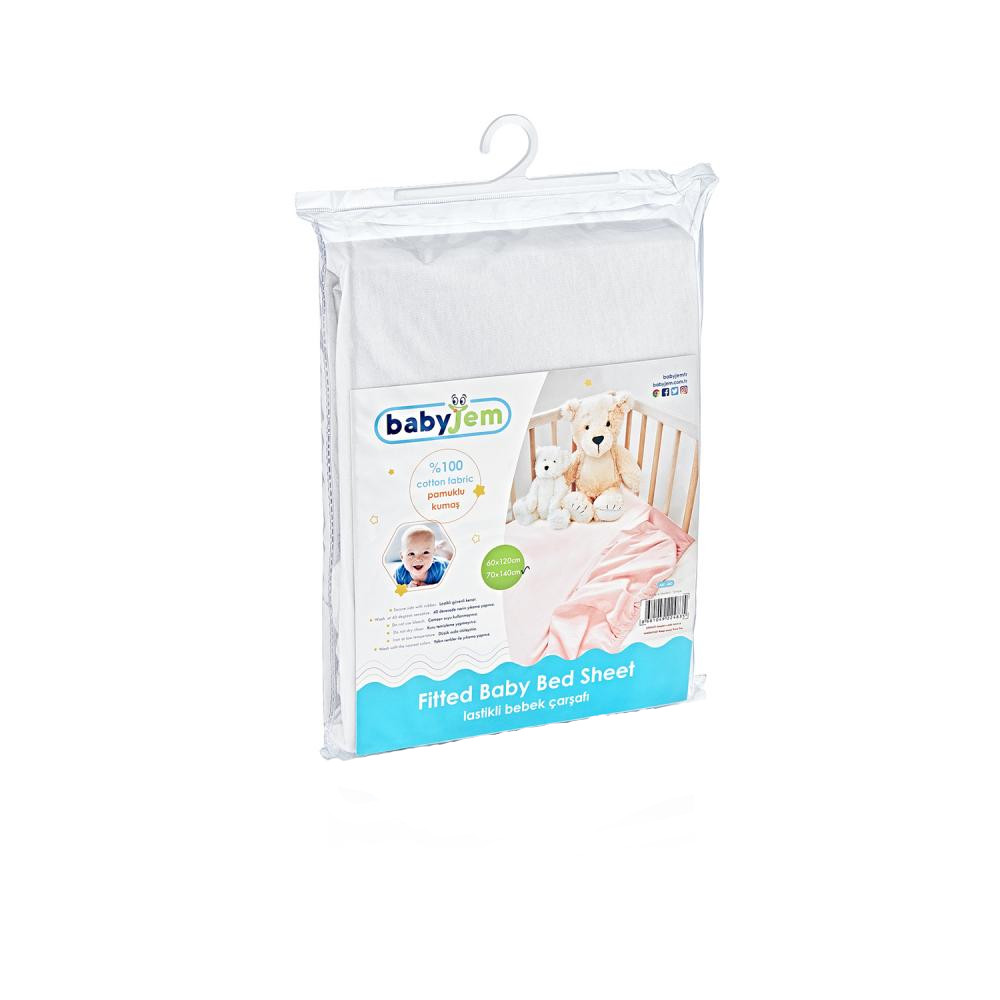 Cearceaf Bumbac BabyJem White - imagine 2