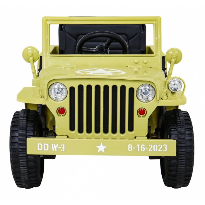 Masinuta Electrica Ramiz Military Retro 4x4 Bej - imagine 7