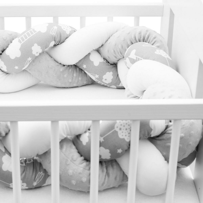 Bumper impletit New Baby Grey with clouds - imagine 3
