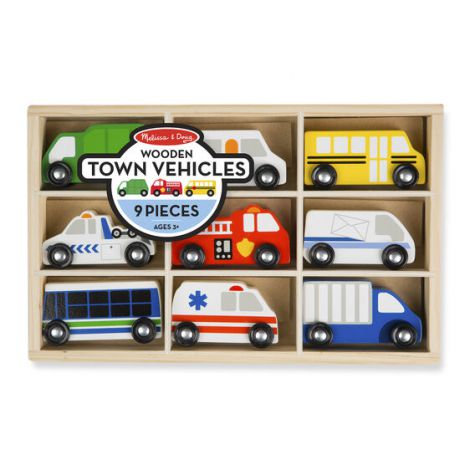 Set 9 Masinute Lemn Melissa & Doug, Tavă Depozitare