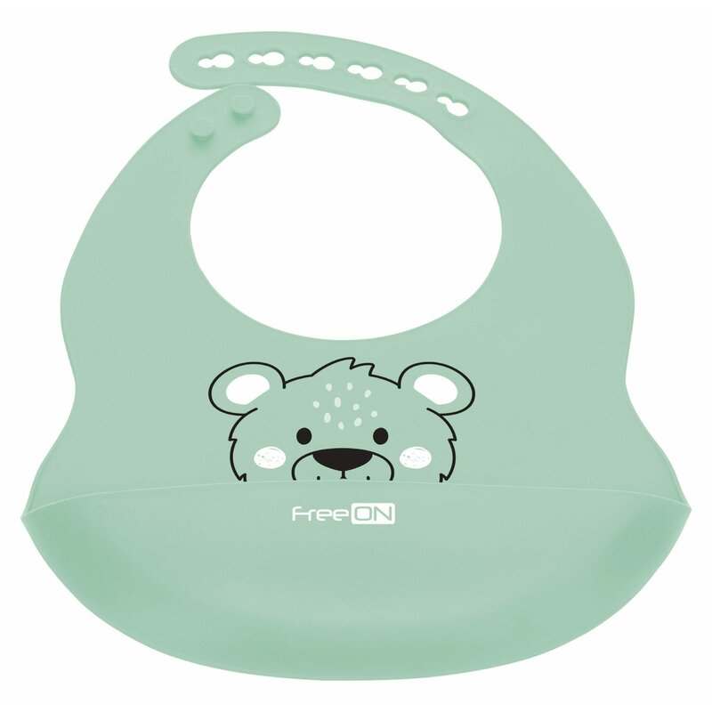 Baveta Silicon FreeON Bear Green cu Buzunar - imagine 4