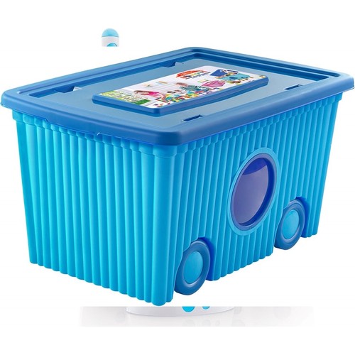 Cutie Depozitare Jucării Blue 40L cu Roti