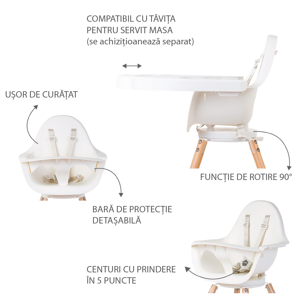 Scaun de masa Childhome Evolu One.80 Natural/Alb - imagine 5