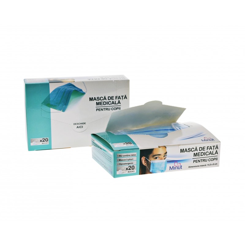 Mască Medicală Copii Minut, 3 Straturi, 20 Bucăți - imagine 2