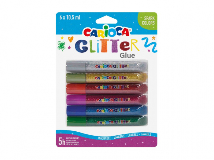 Set Lipici cu Sclipici Carioca, 6 Culori