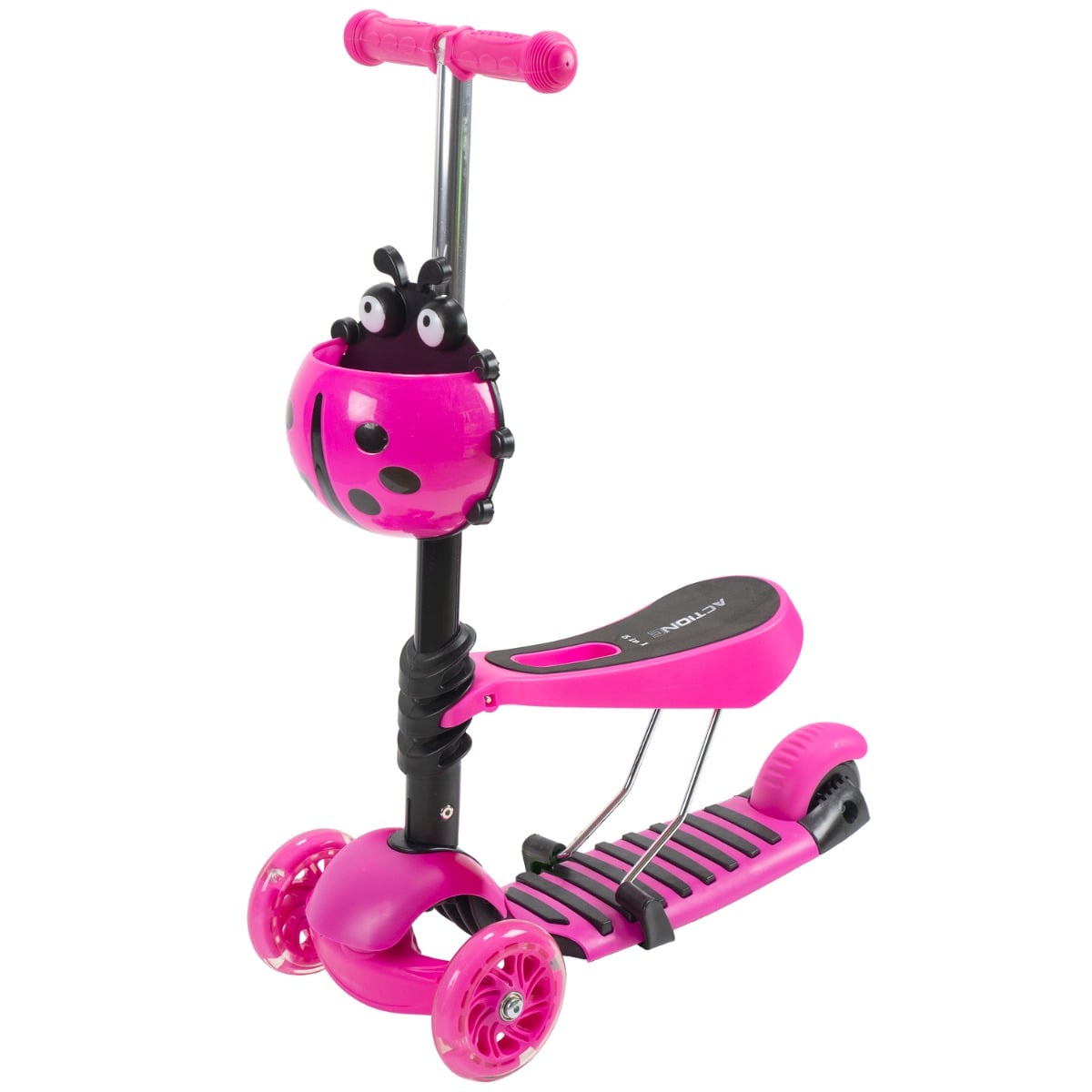 Trotineta Action One 3 in 1 Roz cu Roti Luminoase