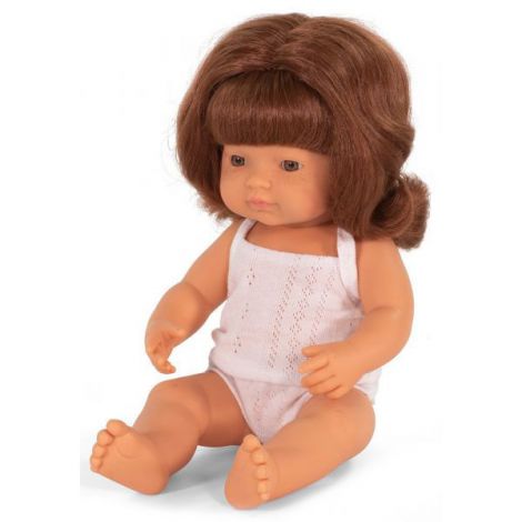 Papusa Educationala Miniland 38 cm, Fetița Rochie
