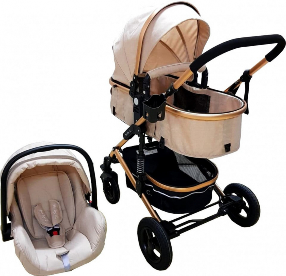 Baby Care PRO 531 Carucior 3in1 Aluminiu Crem - imagine 4