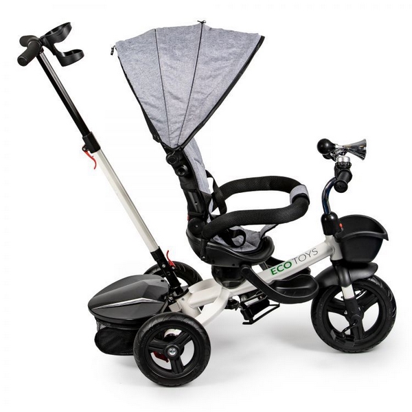 Tricicleta Ecotoys JM-311 Gri, Sezut Reversibil, 12 luni+ - imagine 8
