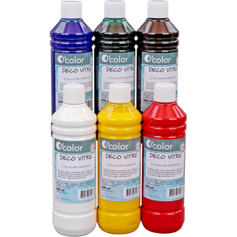 Set 6 Vopsele Lavabile Ocolor pentru Sticlă