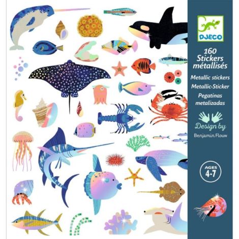 Abtibilduri Ocean Djeco - 160 Stickere Metalice
