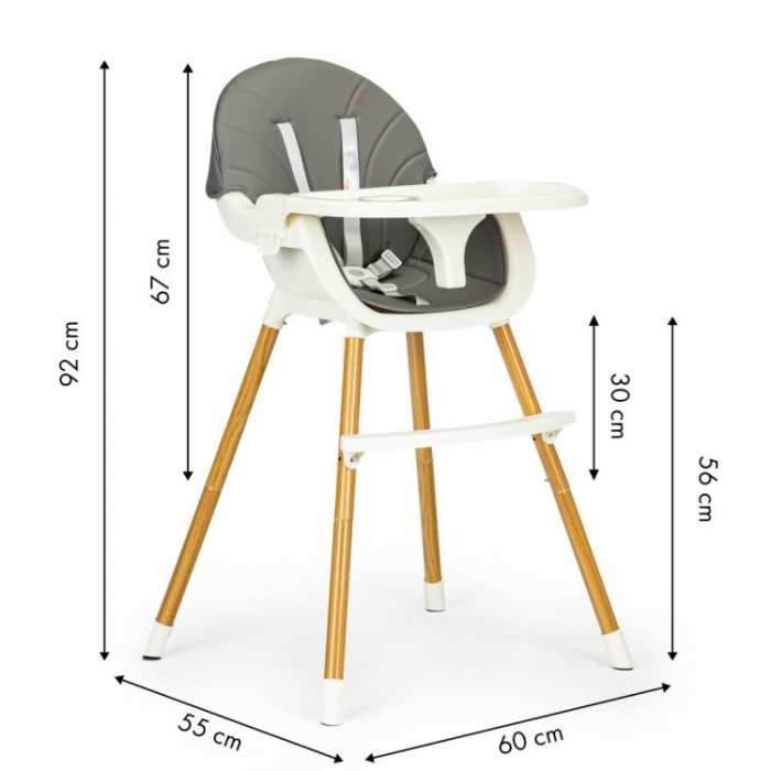Scaun de masa 2 in 1 Ecotoys HA-004, Reglabil, Gri - imagine 7