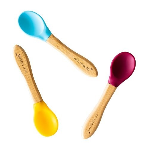 Set 3 Lingurițe Bambus Eco Rascals | Colorate & Sigure