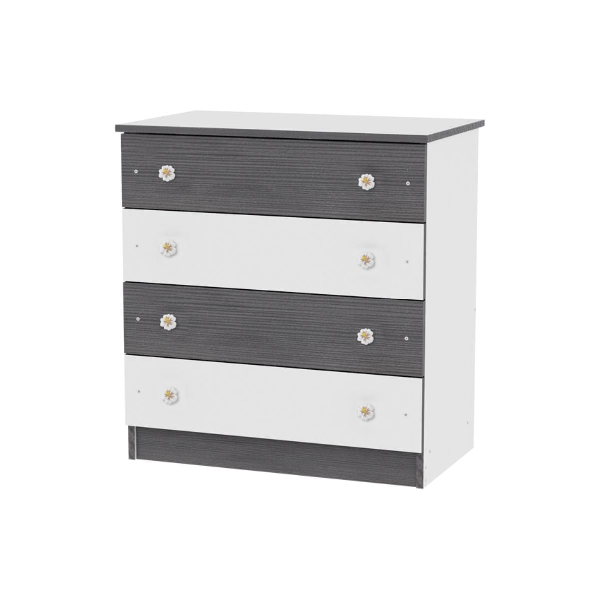 Comoda Lorelli 4 Sertare White Graphite