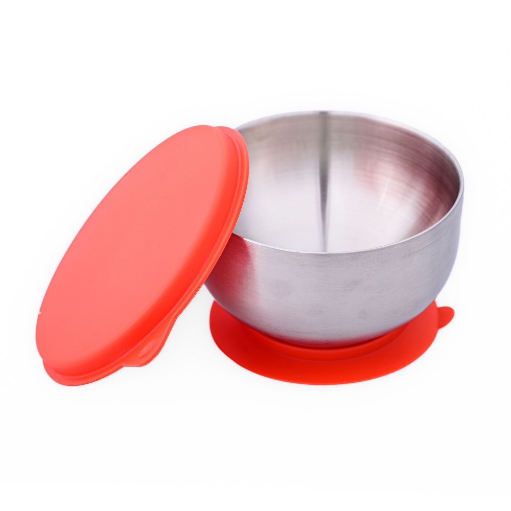 Castron Inox Oaki cu Capac Rosu si Ventuza - imagine 3