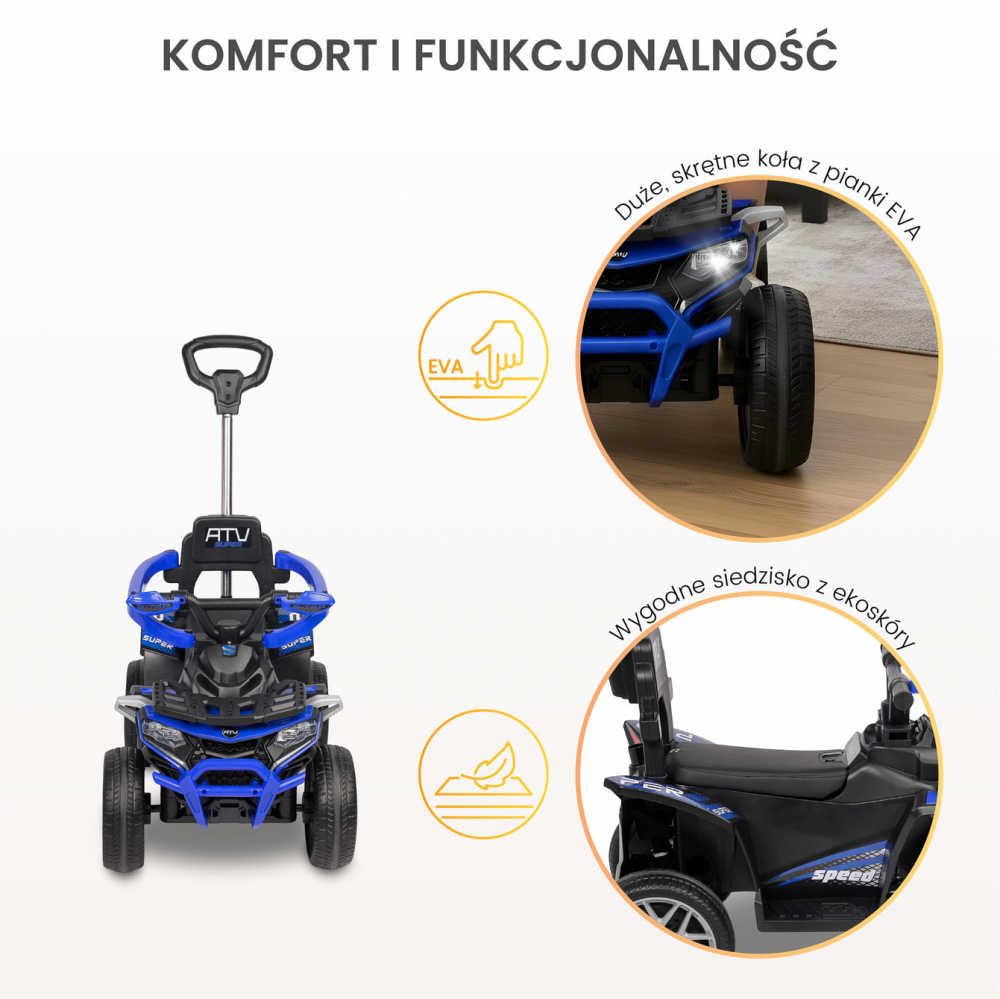 ATV Toyz Movix Blue cu maner parental | Toyz by caretero - imagine 5