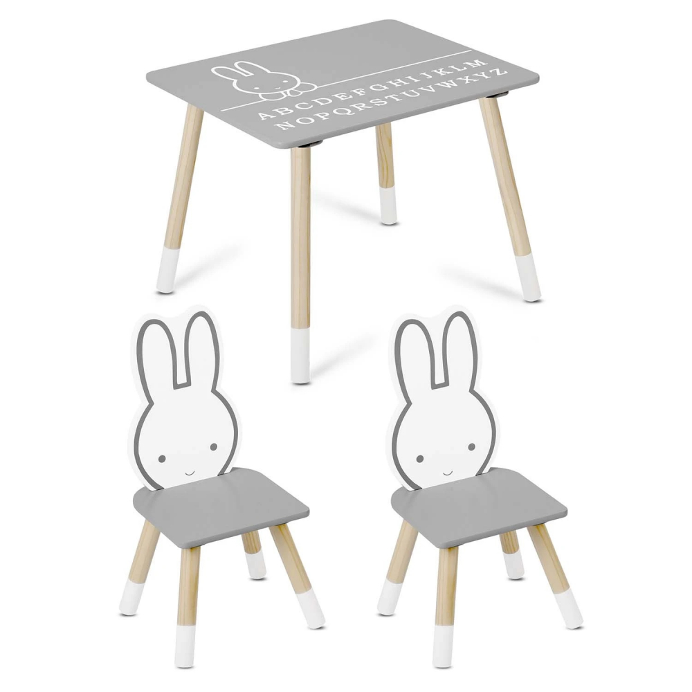 Set Masă + 2 Scaune Ricokids Bunny Lemn Premium