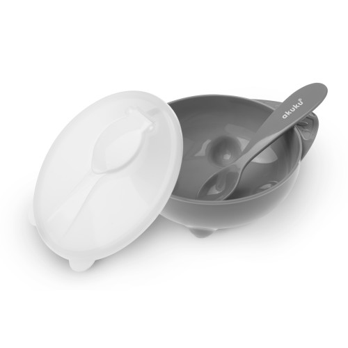 Castron Akuku 250ml Gri cu Capac și Linguriță - imagine 2
