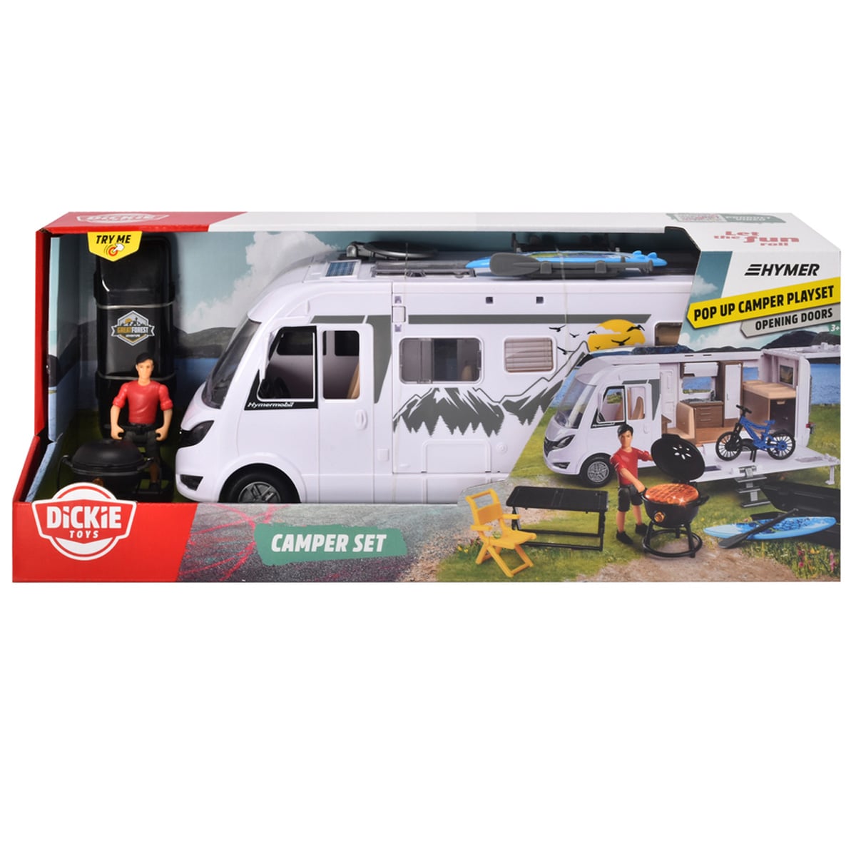 Rulota Dickie Toys Camper Hymer cu Figurina si Accesorii