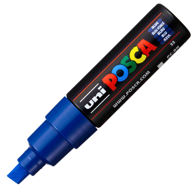 Marker Posca PC-8K 8mm Albastru | Vârf Lat Artă