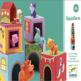 Topanifarm Djeco - Turn cuburi și animăluțe