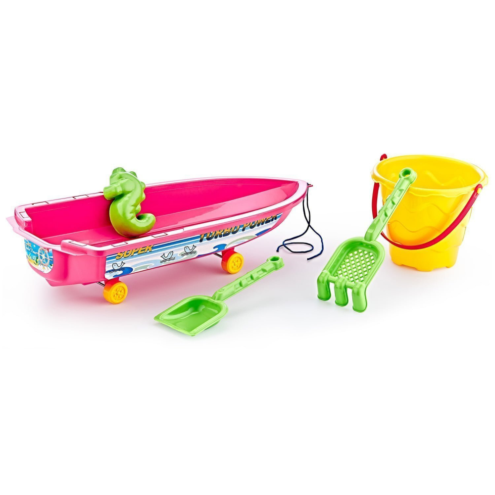 Set joacă nisip 5 piese Pink Luxury Boat