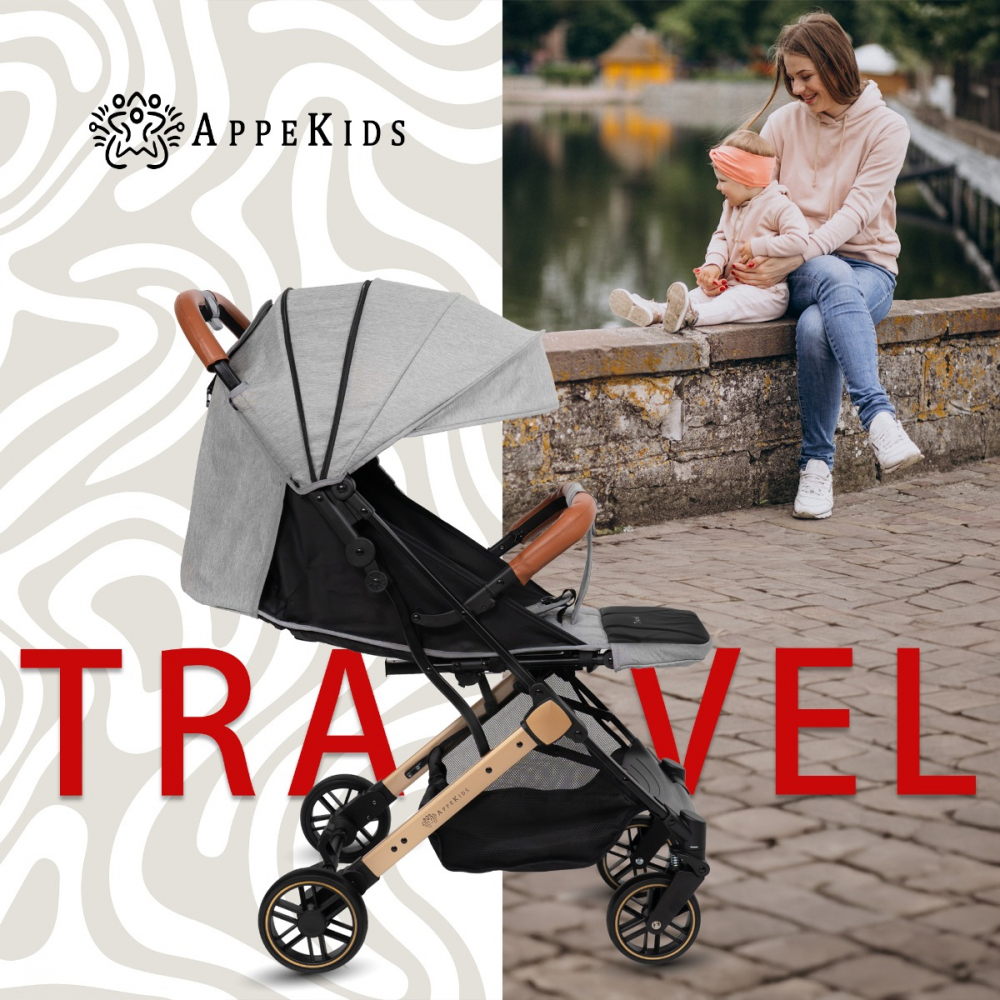Carucior Sport AppeKids Travel Grey - Ultraportabil - imagine 6