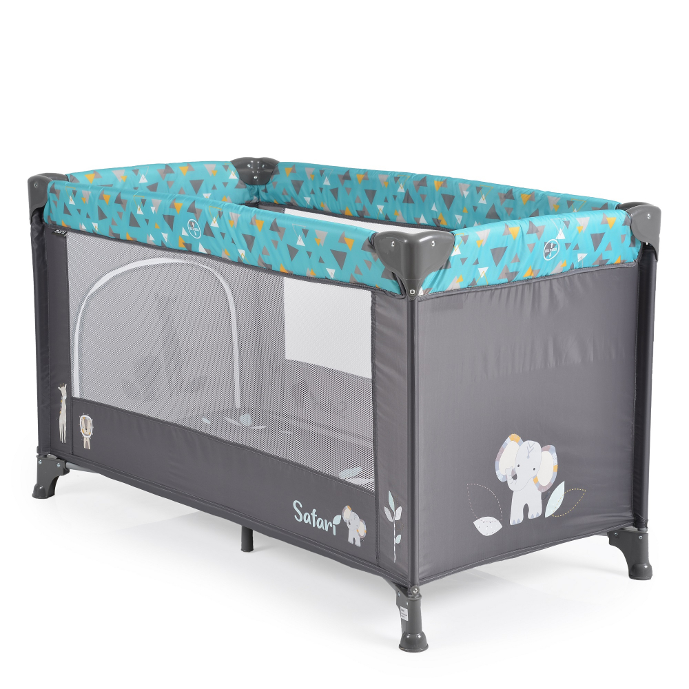 Patut Pliabil Moni Safari Turquoise, cu Nivel si Saltea - imagine 6