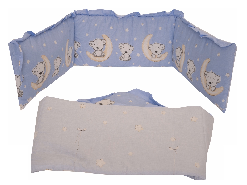 Lenjerie Patut Bear On Moon Blue Mykids 5 Piese - imagine 4