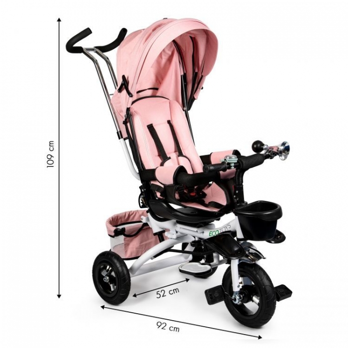 Tricicleta Ecotoys Roz Pudra, Scaun Rotativ 360° - imagine 5