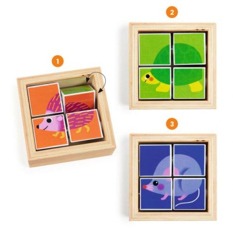 Puzzle Tournibist Djeco - 3 Animale Rotative - imagine 2