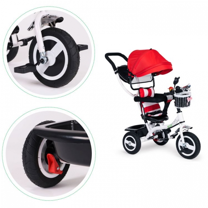 Tricicleta Ecotoys Rosu, Scaun Reversibil, 25kg - imagine 6