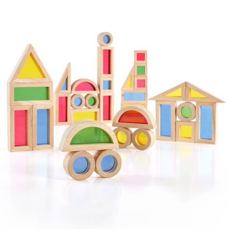 Junior Rainbow Blocks 40 piese Guidecraft - imagine 2