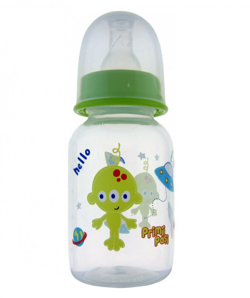 Biberon Primii Pasi 125 ml Verde, 0-3 luni