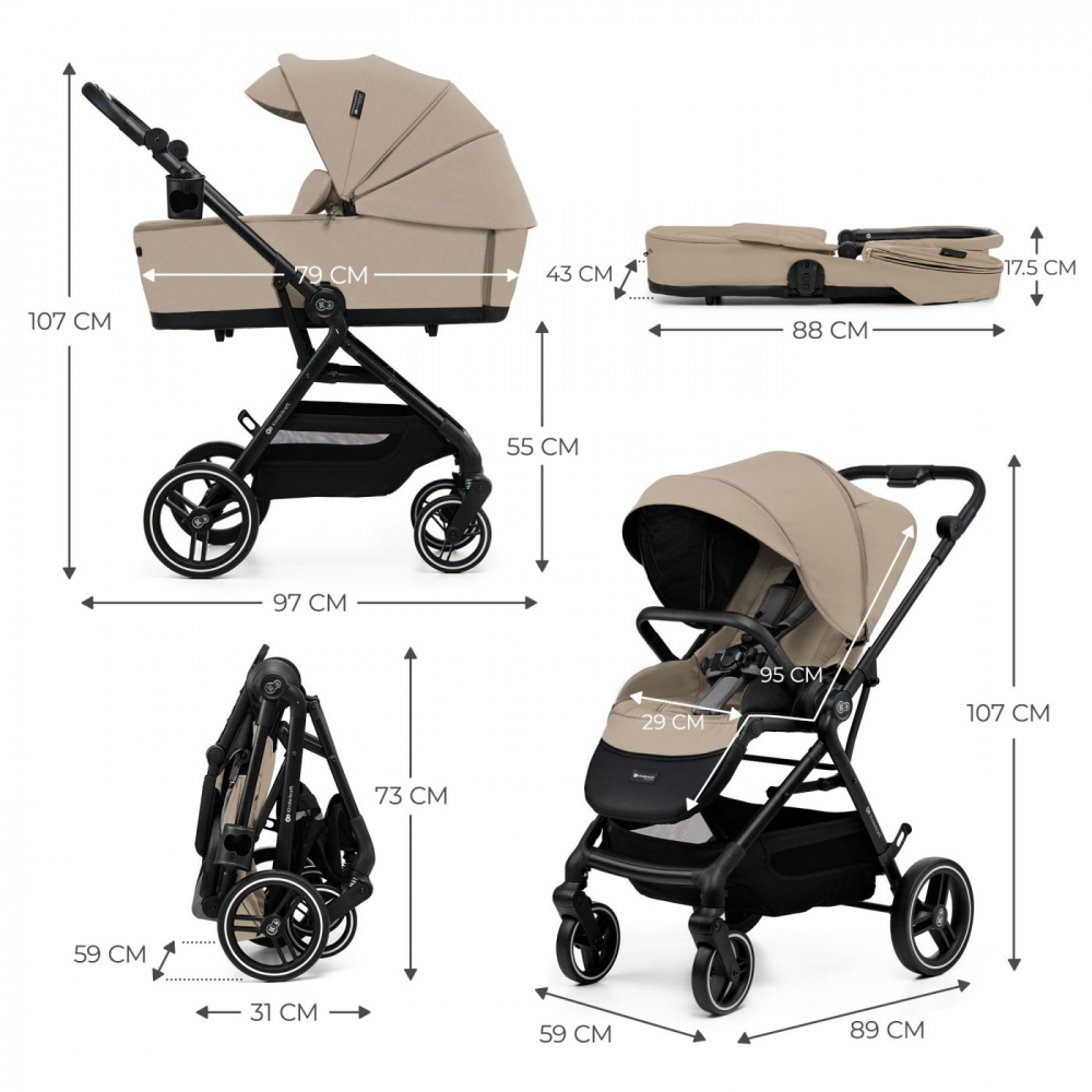 Kinderkraft Yoxi 2in1 Sand Beige Carucior Premium - imagine 6